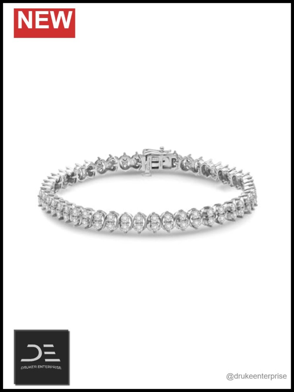 925 Sterling Silver 1ct Lab Grown Diamond Tennis Bracelet 7.5"